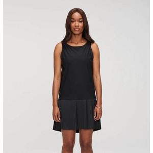 New Cotidie Simone Tank Dress Black Pleated Drop Waist Everyday USA Made Sz.XXS